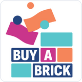 Colorful logo with geometric shapes and 'BUY A BRICK' text on a white background